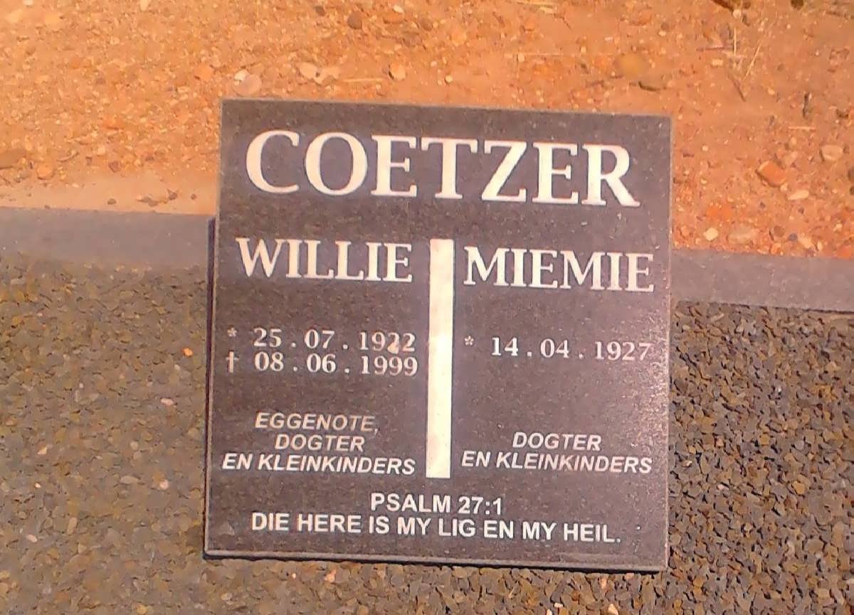 COETZER Willie 1922-1999 &amp; Miemie 1927-