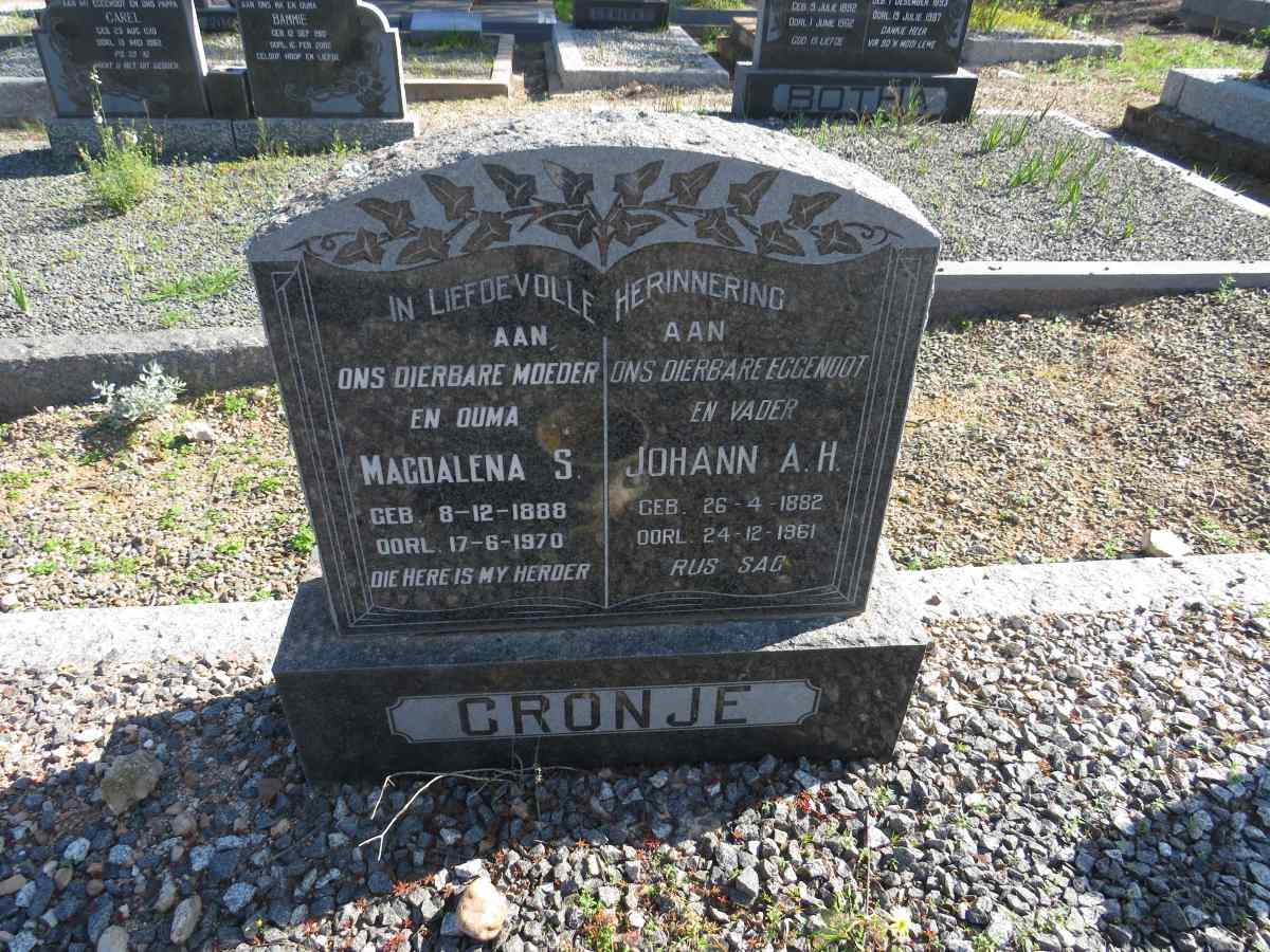 CRONJE Johann A.H. 1882-1961 & Magdalena S. 1888-1970