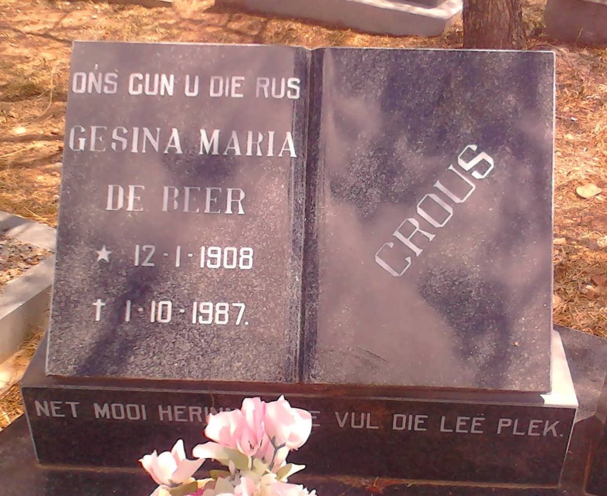CROUS Gesina Maria De Beer 1908-1987