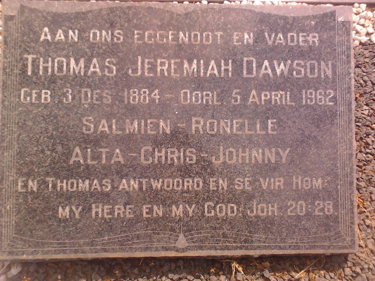 DAWSON Thomas Jeremiah 1884-1962