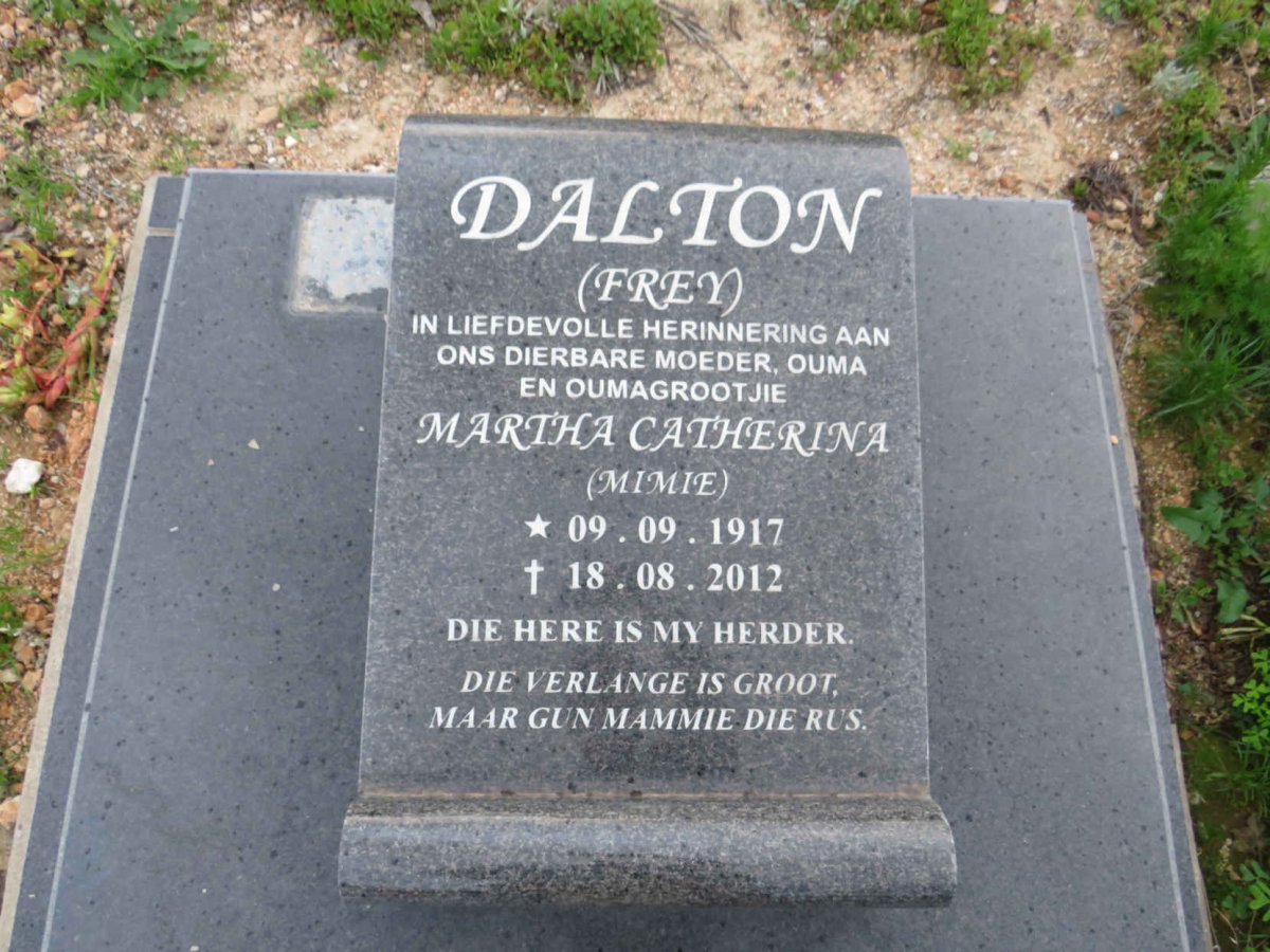 DALTON Martha Catherina nee FREY 1917-2012 