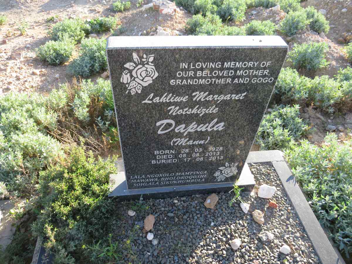 DAPULA Lahliwe Margaret 1928-2013