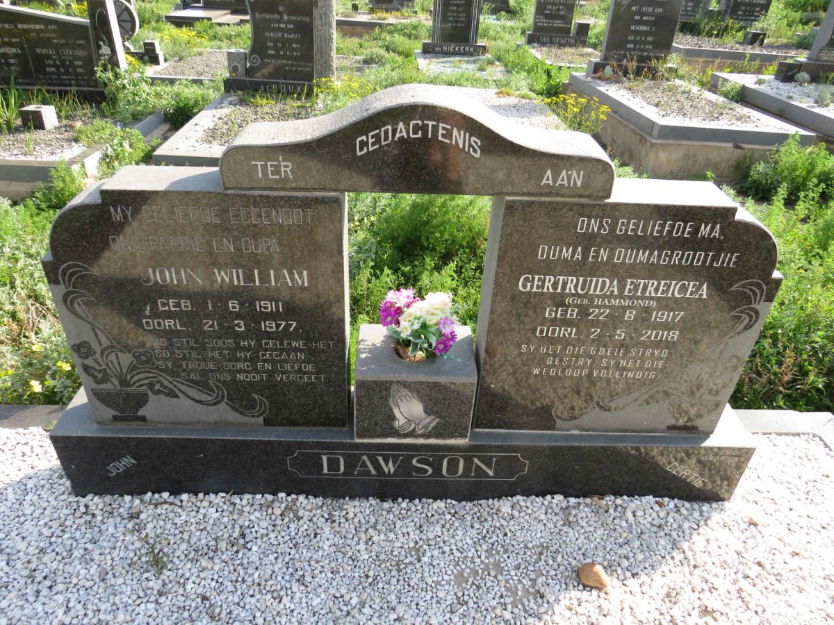 DAWSON John William 1911-1977 & Gertruida Etreicea HAMMOND 1917-2018