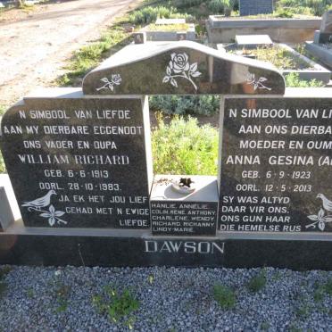 DAWSON William Richard 1913-1983 & Anna Gesina 1923-2013