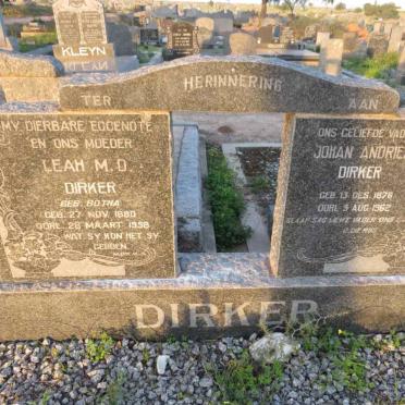 DIRKER Johan Andries 1876-1962 & Leah M.D. BOTHA 1880-1958