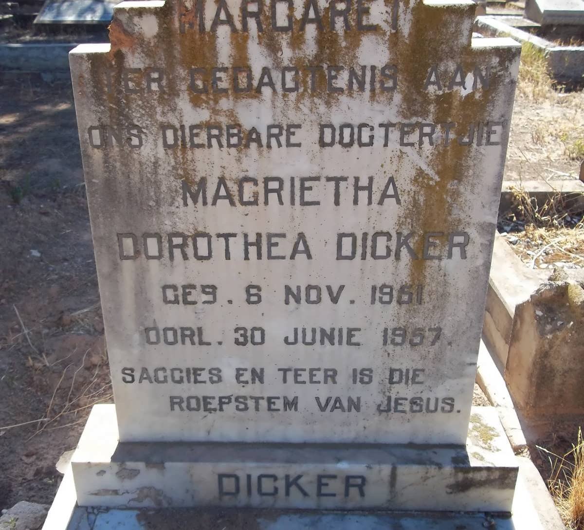 DICKER Magrietha Dorothea 1951-1957