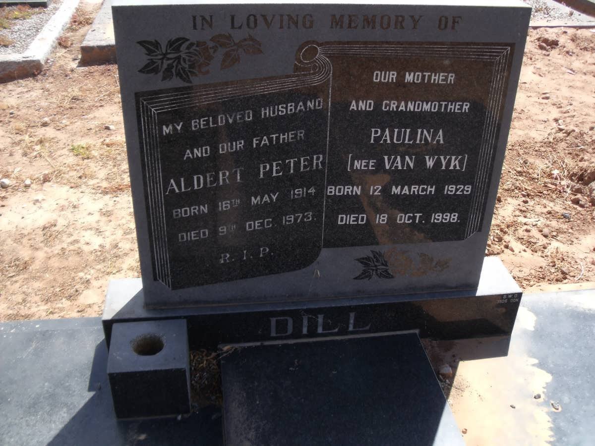 DILL Aldert Peter 1914-1973 &amp; Paulina VAN WYK 1929-1998
