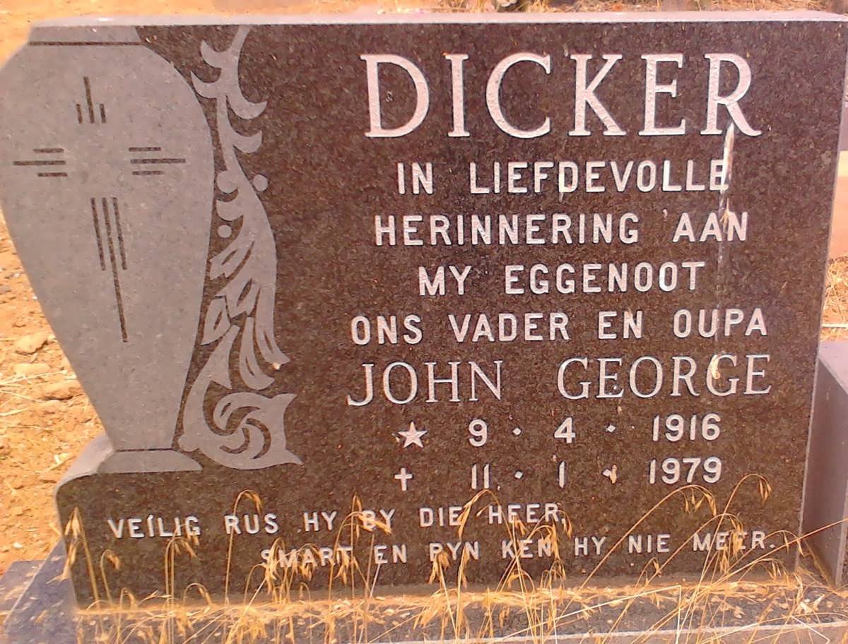 DICKER John George 1916-1979
