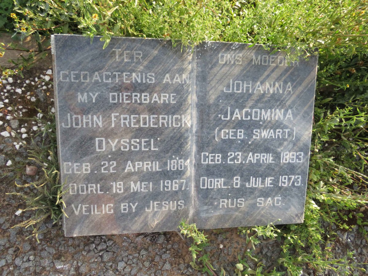 DYSSEL John Frederick 1884-1967 & Johanna Jacomina SWART 1893-1973
