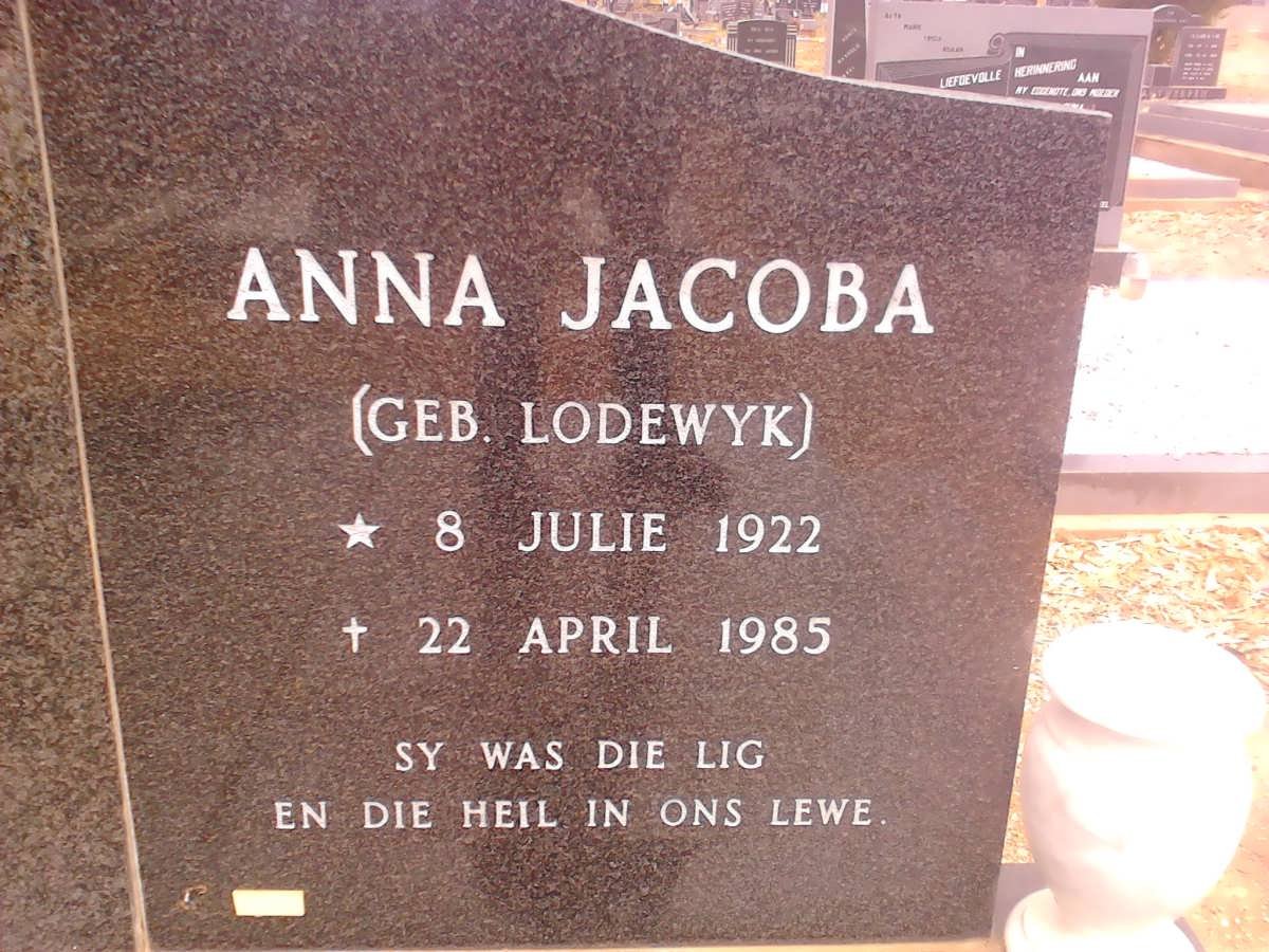 EATON Anna Jacoba, LOFTIE nee LODEWYK 1922-1985