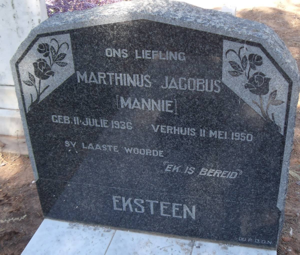 EKSTEEN Marthinus Jacobus 1936-1950