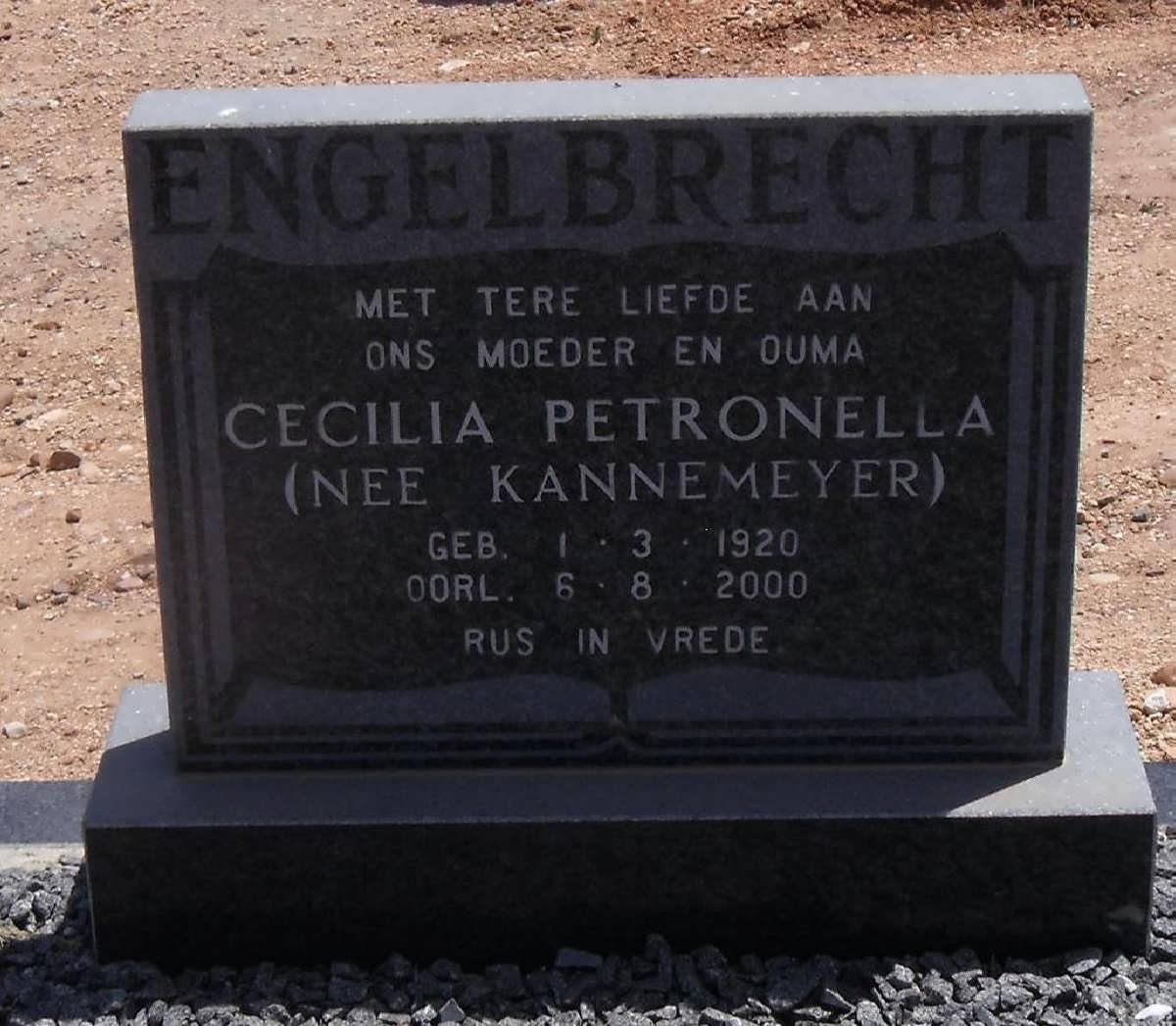 ENGELBRECHT Cecilia Petronella nee KANNEMEYER 1920-2000
