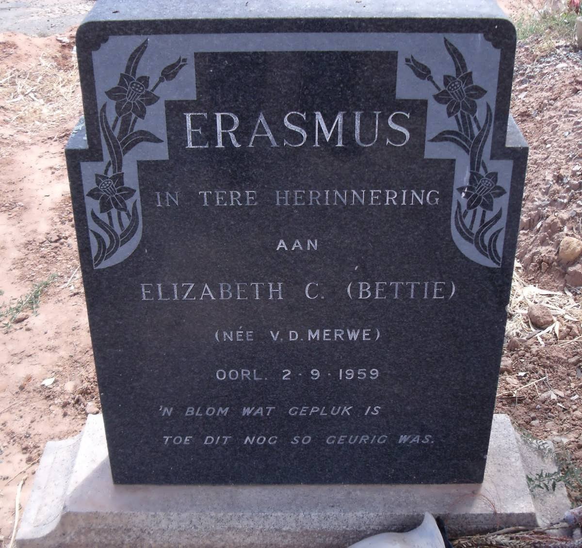 ERASMUS Elizabeth C. nee V.D. MERWE -1959