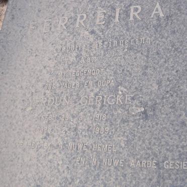 FERREIRA Verdun Gericke 1918-1989