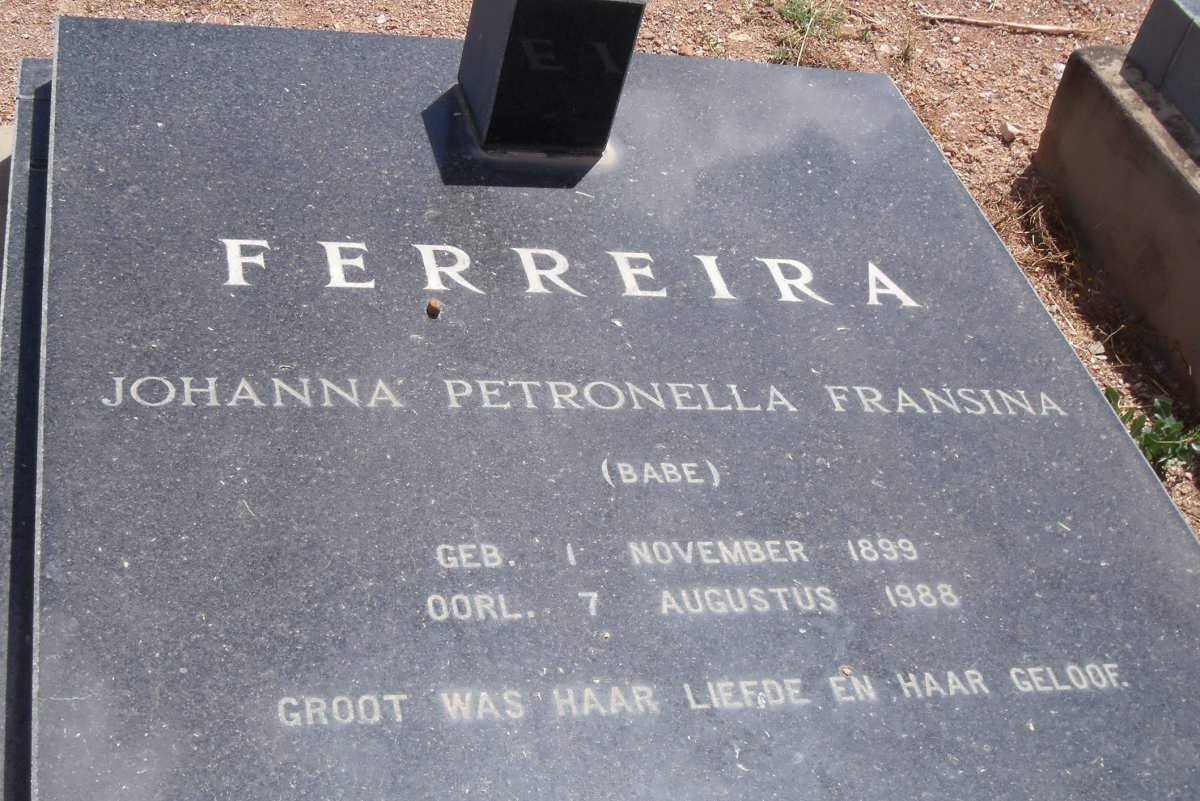 FERREIRA Johanna Petronella Fransina 1899-1988