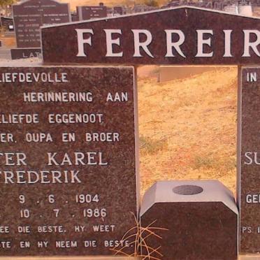 FERREIRA Pieter Karel Frederick 1904-1986 &amp; Susanna Theusina Wilhelmina OLIVIER 1909-1991