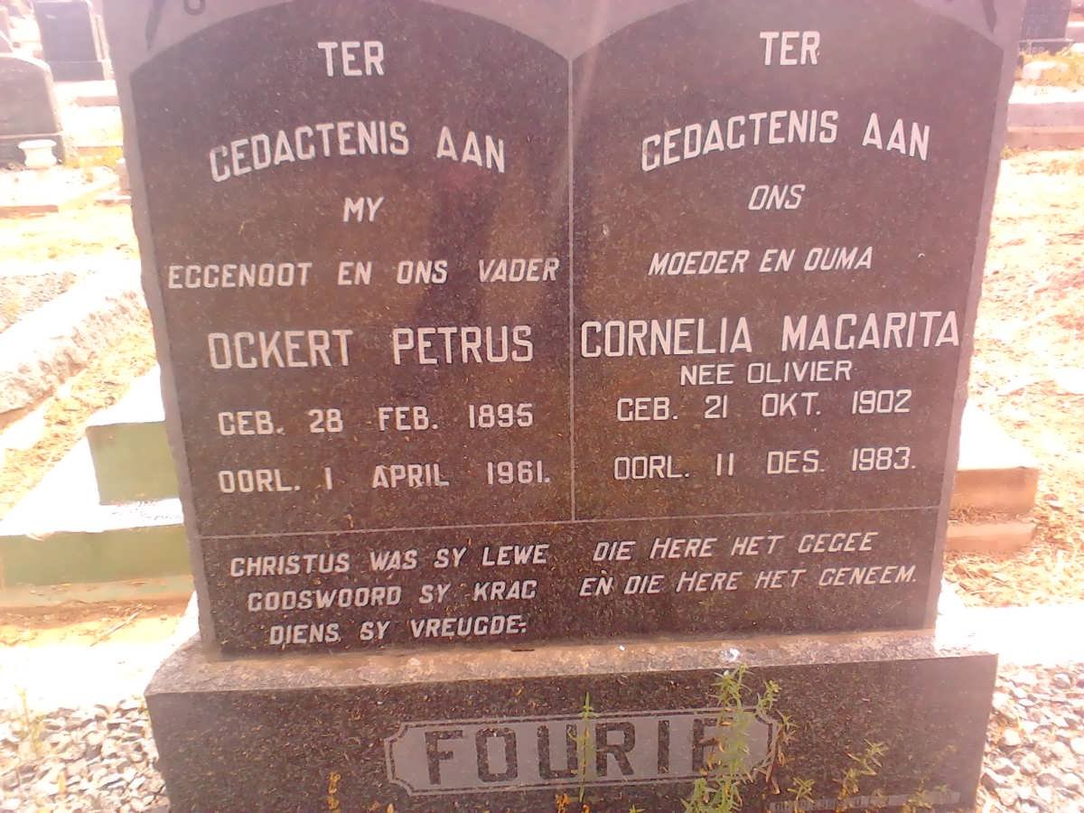 FOURIE Ockert Petrus 1895-1961 &amp; Cornelia Magaritha OLIVIER 1902-1983