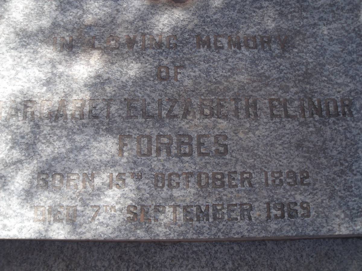 FORBES Margaret Elizabeth Elinor 1892-1969