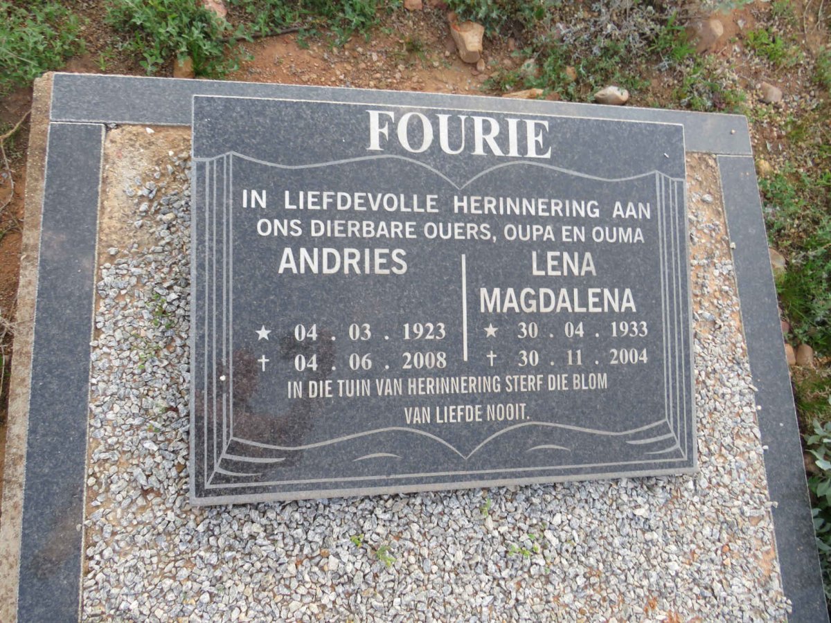 FOURIE Andries 1923- & Lena Magdalena 1933-2004