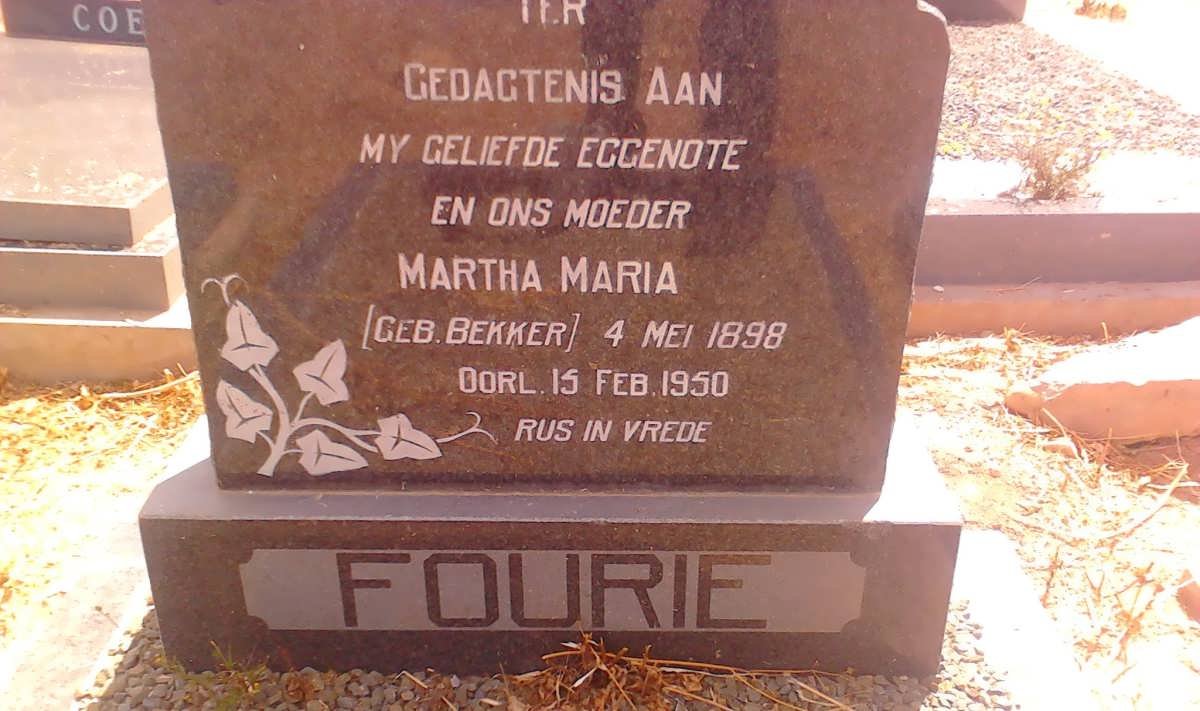 FOURIE Martha Maria nee BEKKER 1898-1950