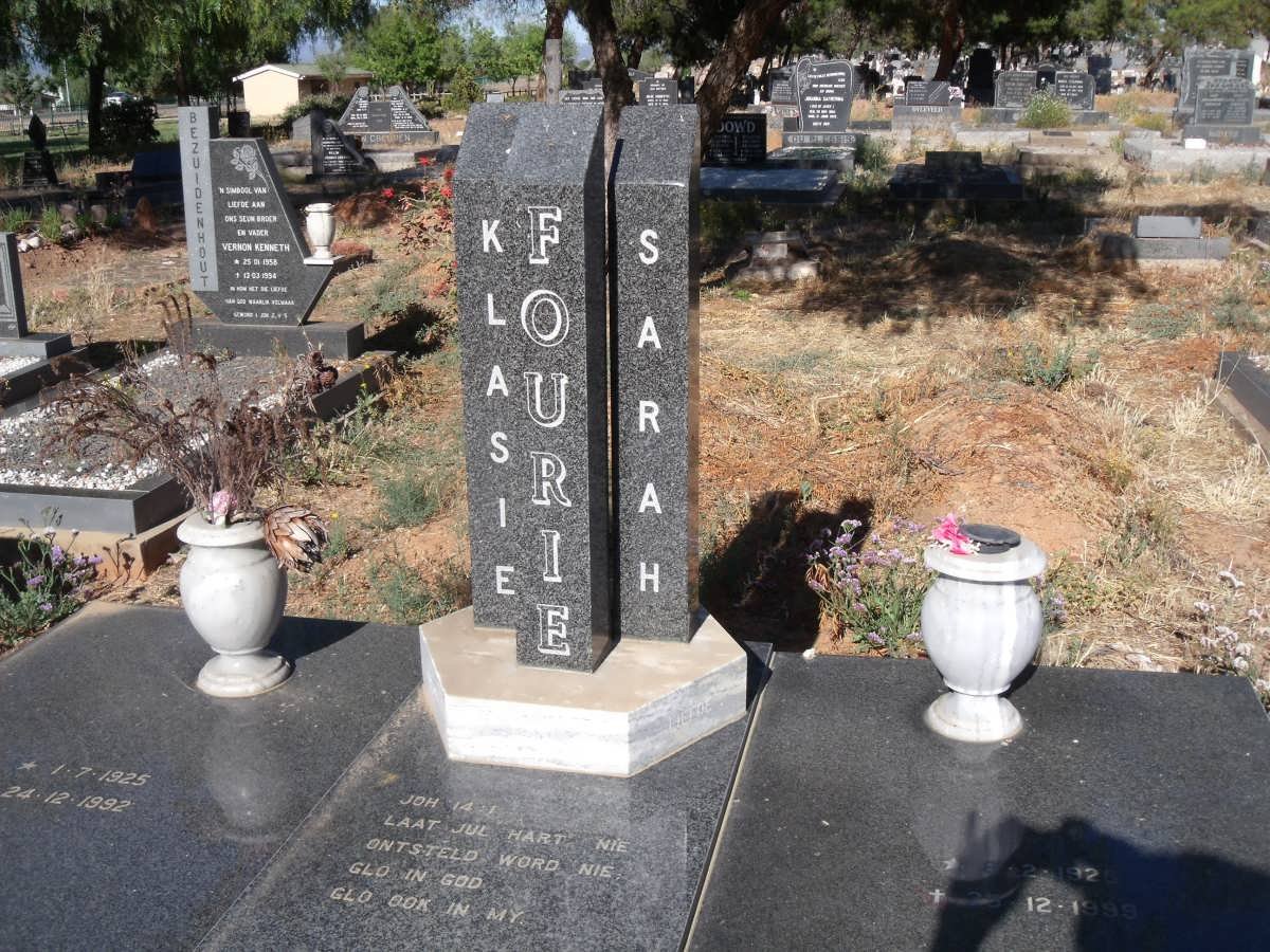 FOURIE Klasie 1925-1992 &amp; Sarah 1925-1999