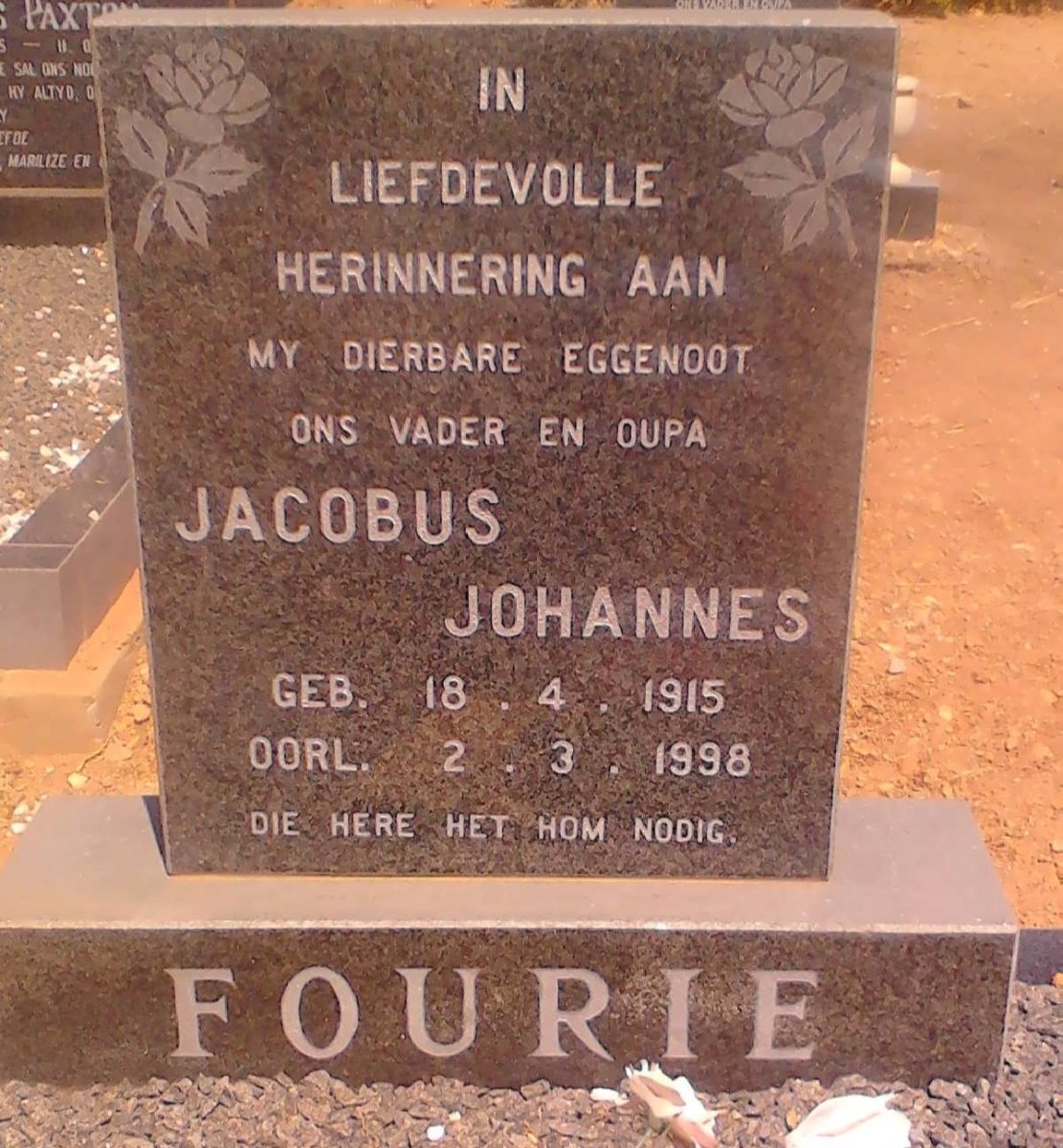 FOURIE Jacobus Johannes 1915-1998