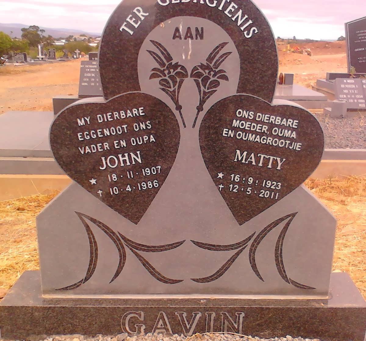 GAVIN John 1907-1986 &amp; Matty 1923-2011