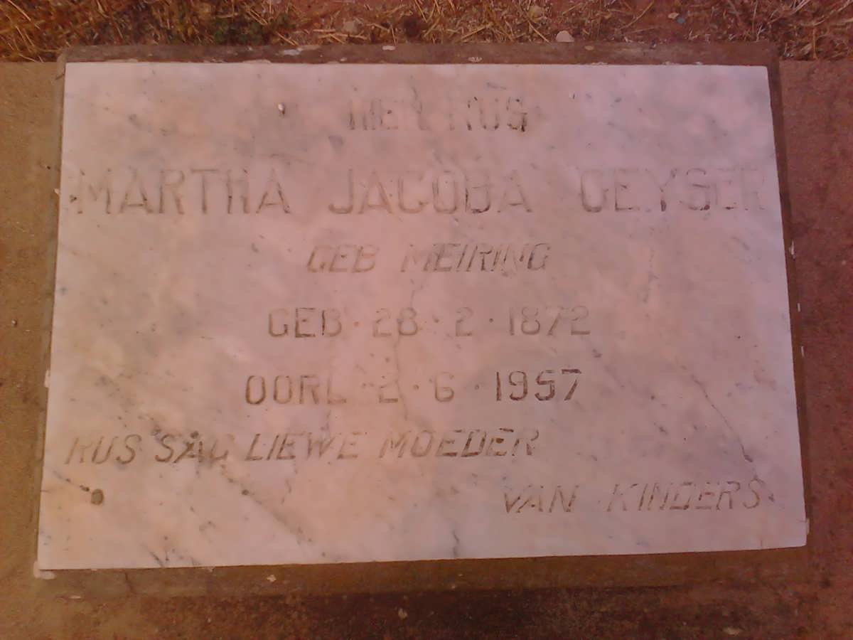 GEYSER Martha Jacoba nee MEIRING 1872-1957