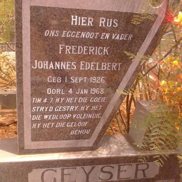 GEYSER Frederick Johannes Edelbert 1926-1968