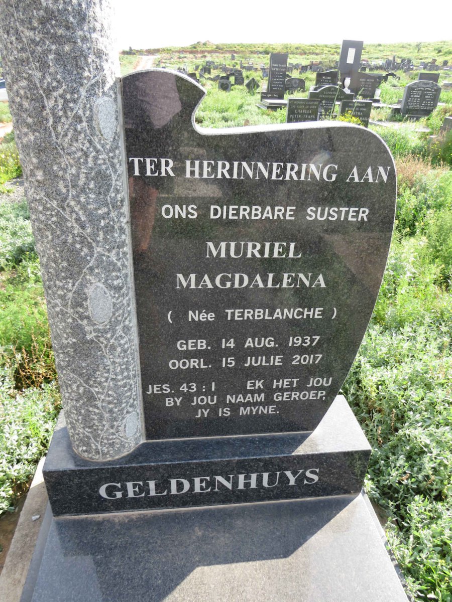 GELDENHUYS Muriel Magdalena nee TERBLANCHE 1937-2017