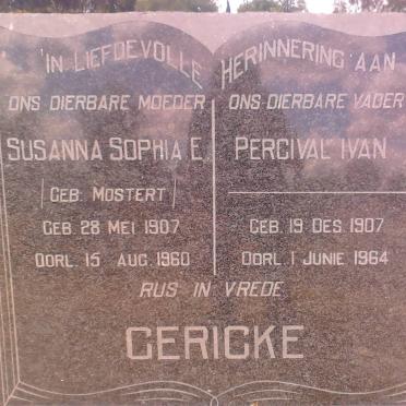 GERICKE Percival Ivan 1907-1964 &amp; Susanna Sophia E. MOSTERT 1907-1960
