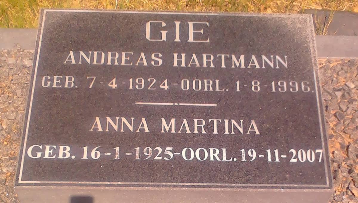 GIE Andreas Hartman 1924-1996 &amp; Anna Martina 1925-2007