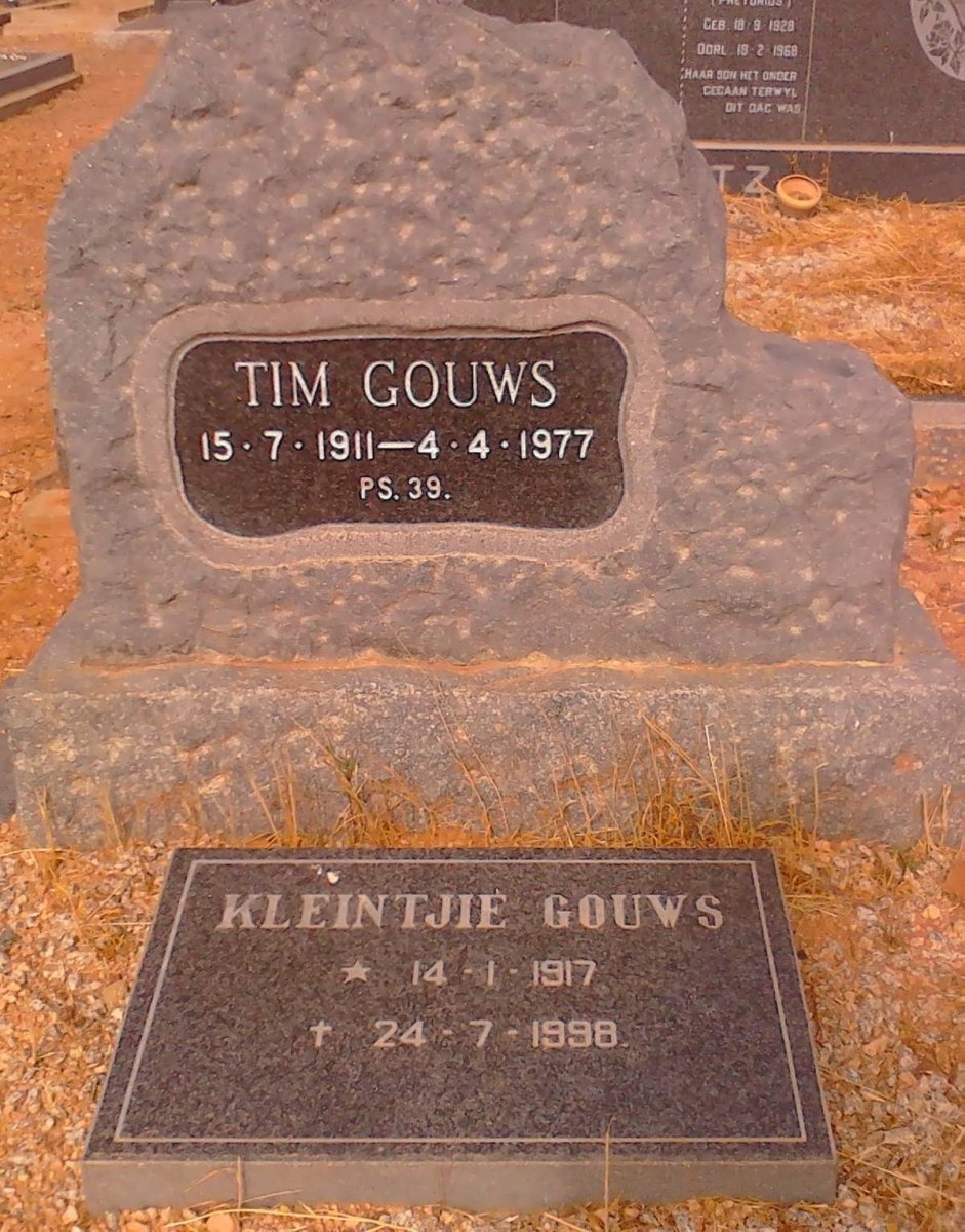 GOUWS Tim 1911-1977 &amp; Kleintjie 1917-1998