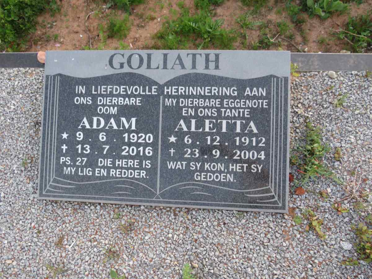 GOLIATH Adam 1920-2016 & Aletta 1912-2004 