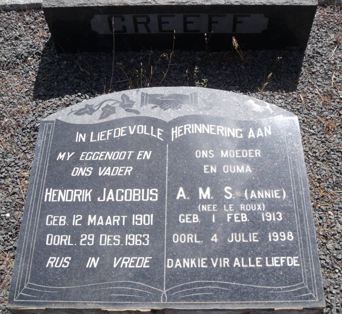 GREEFF Hendrik Jacobus 1901-1963 &amp; A.M.S. LE ROUX 1913-1998