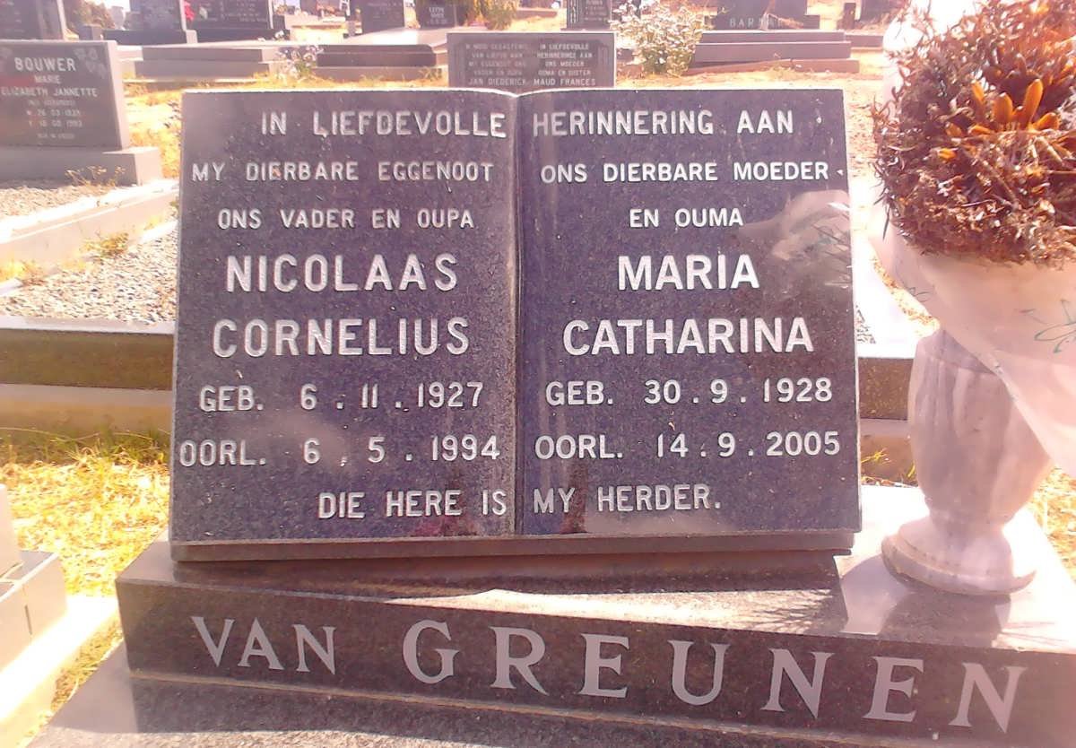 GREUNEN Nicolaas Cornelius, van 1927-1994 &amp; Maria Catharina 1928-2005