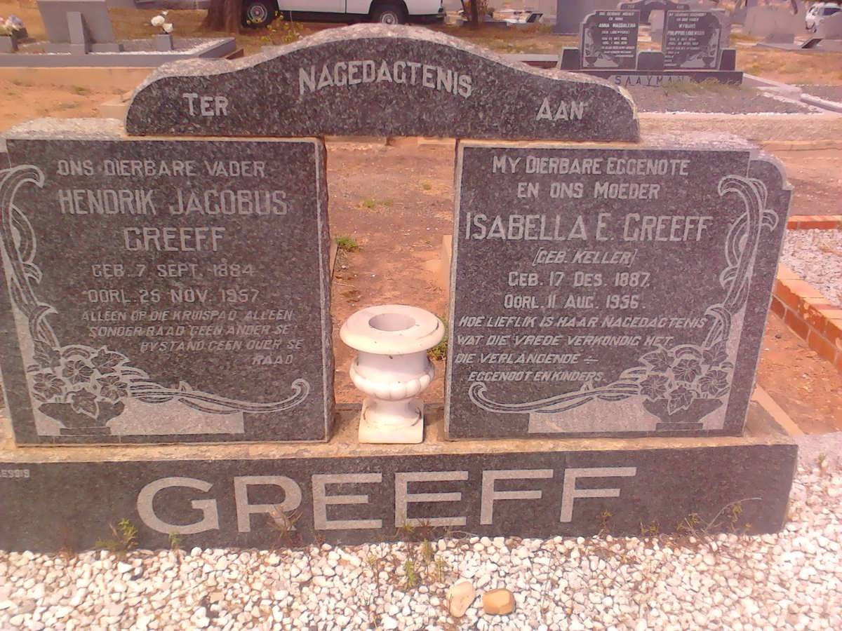 GREEFF Hendrik Jacobus 1884-1957 &amp; Isabella E. KELLER 1887-1956