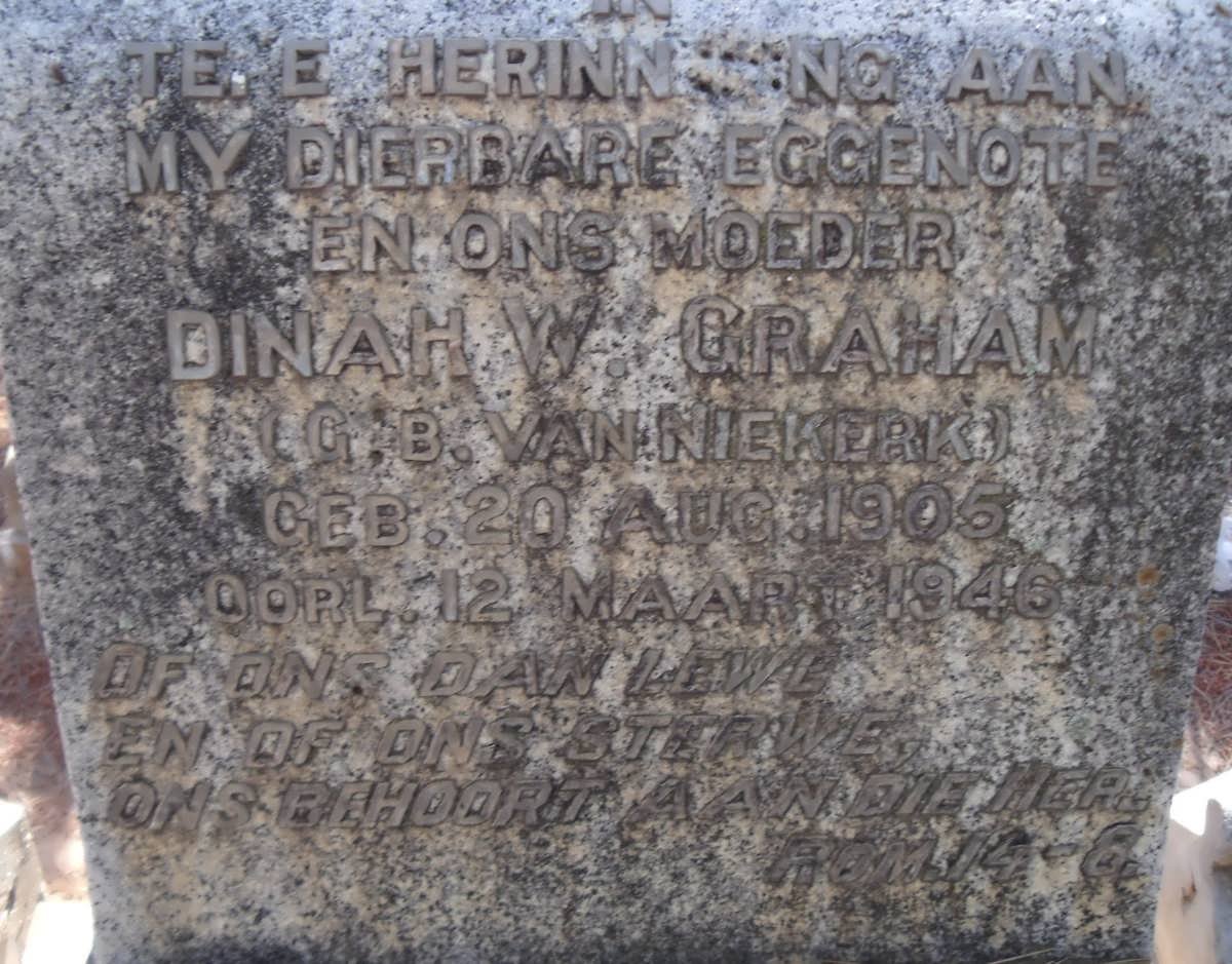 GRAHAM Dinah W. nee VAN NIEKERK 1905-1946