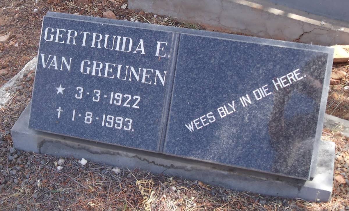 GREUNEN Gertruida E., van 1922-1993