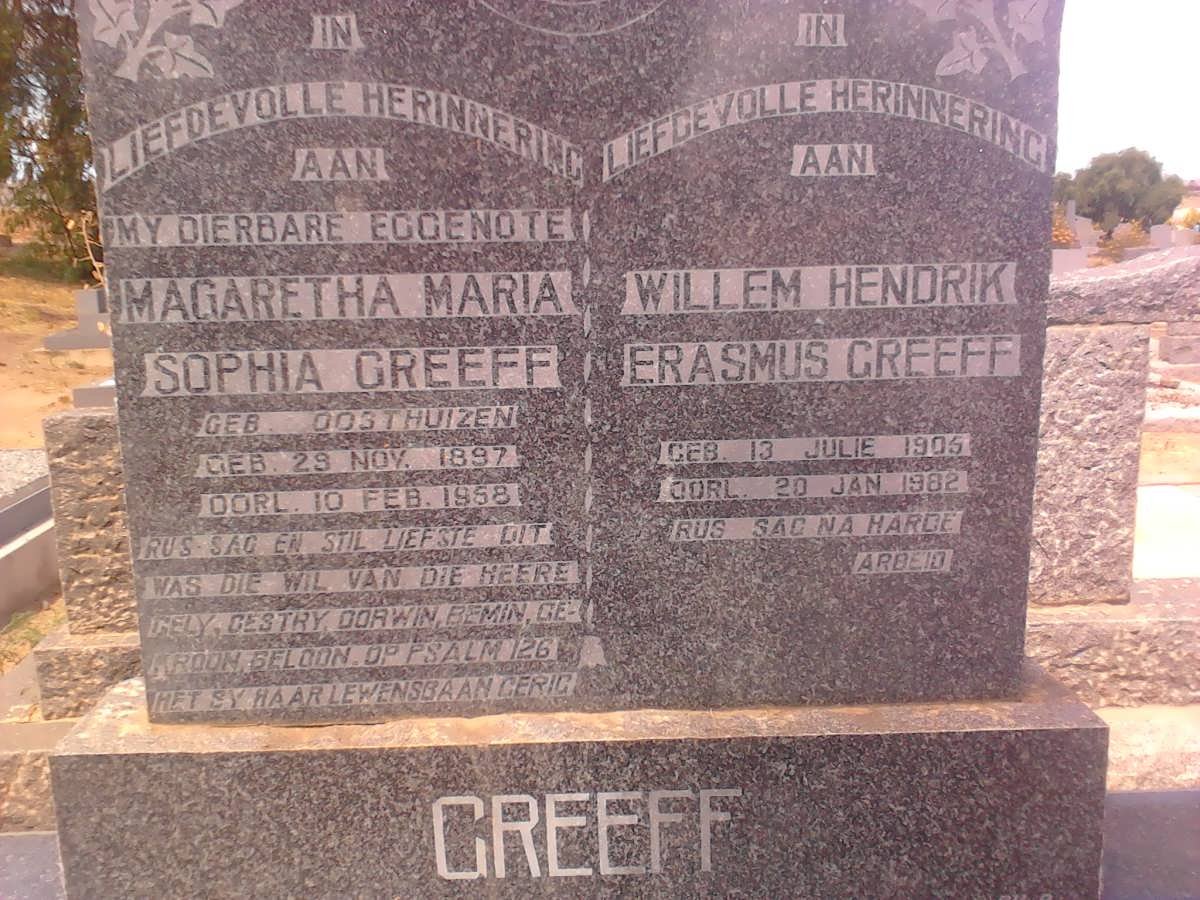 GREEFF Willem Hendrik 1906-1982 &amp; Magaretha Maria Sophia OOSTHUIZEN 1897-1958