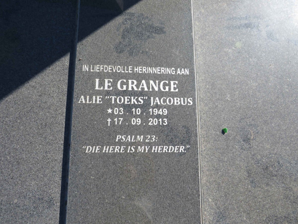 GRANGE Alie Jacobus, le 1949-2013 