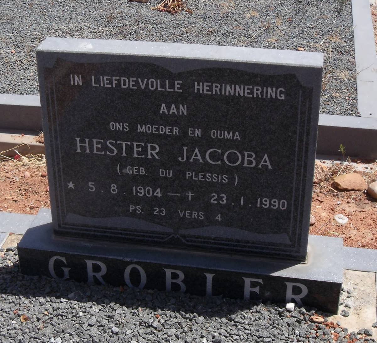 GROBLER Hester Jacoba nee du PLESSIS 1904-1990