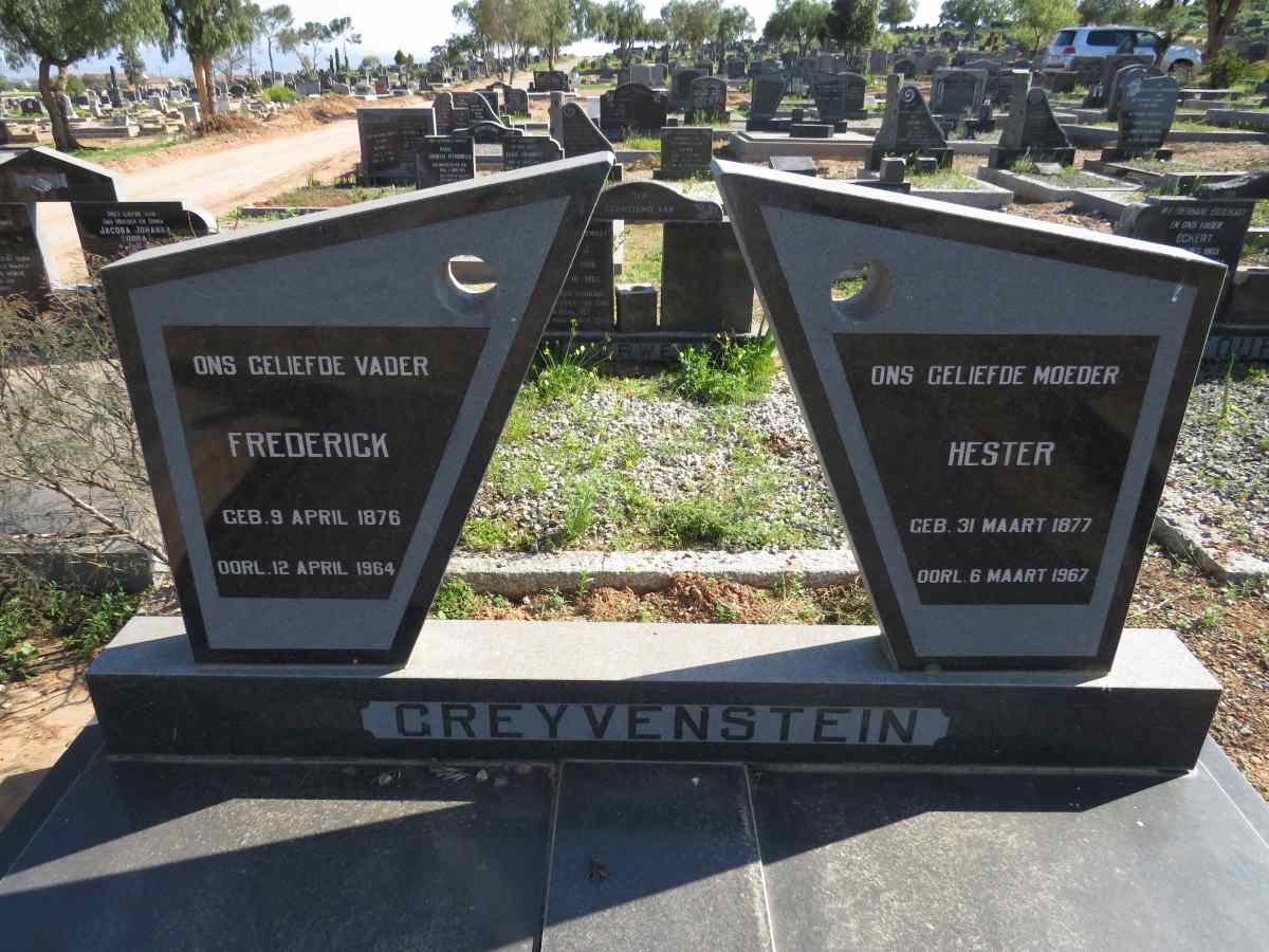 GREYVENSTEIN Frederick 1876-1964 & Hester 1877-1967