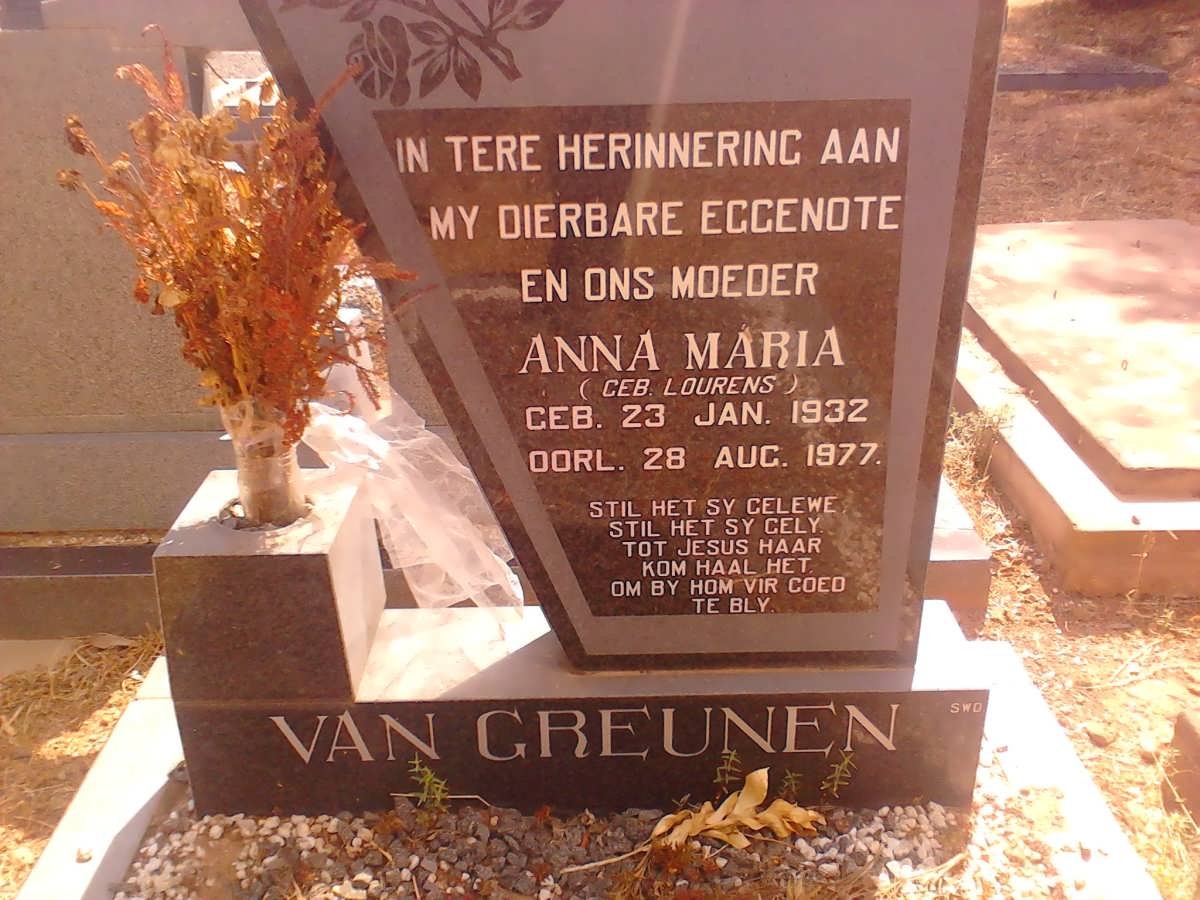 GREUNEN Anna Maria, van nee LOURENS 1932-1977
