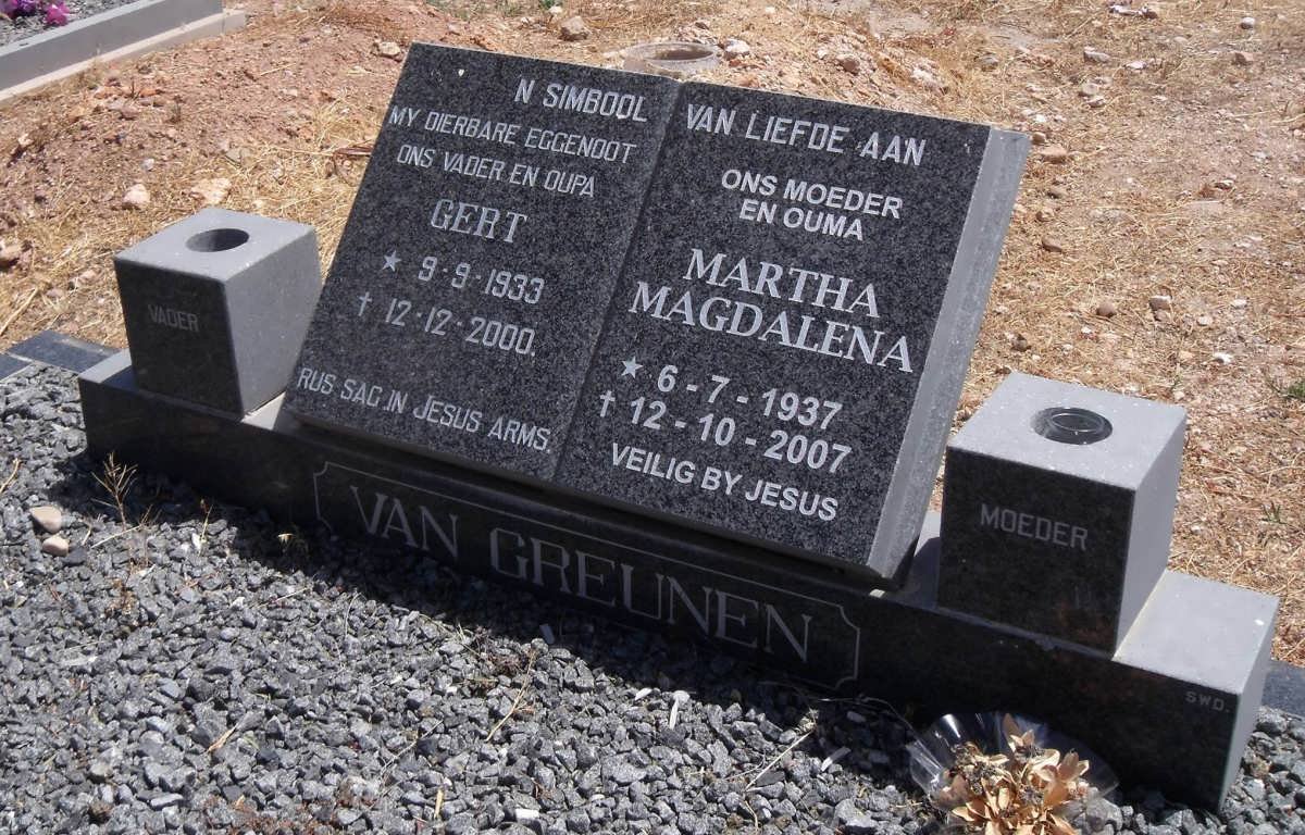 GREUNEN Gert, van 1933-2000 &amp; Martha Magdalena 1937-2007