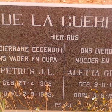 GUERRE Petrus J.L., de la  1905-1982 &amp; Aletta Gezina 1910-1990