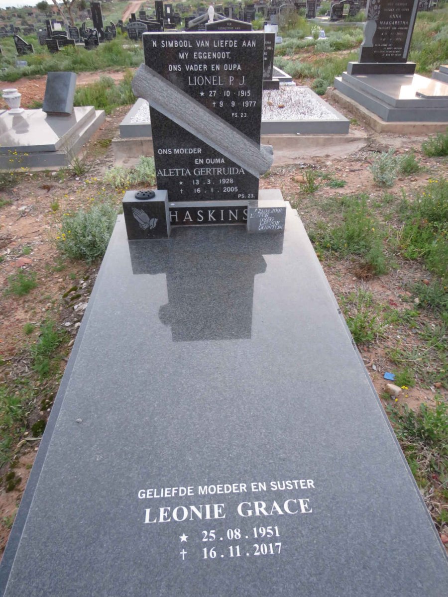 HASKINS Lionel P.J. 1915-1977 & Aletta Gertruida 1928-2005 :: HASKINS Leonie Grace 1951-2017