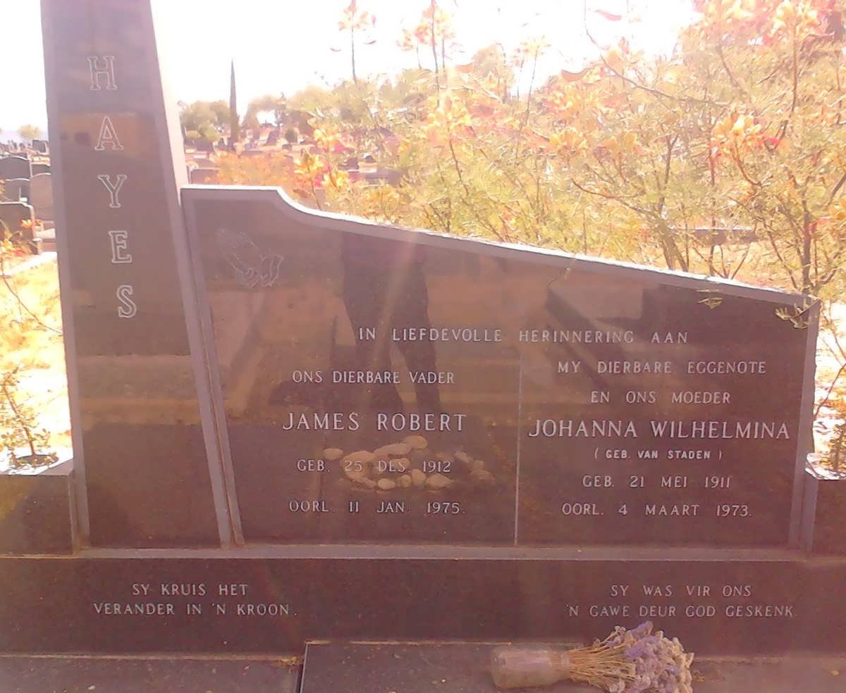 HAYES James Robert 1912-1975 &amp; Johanna Wilhelmina VAN STADEN 1911-1973