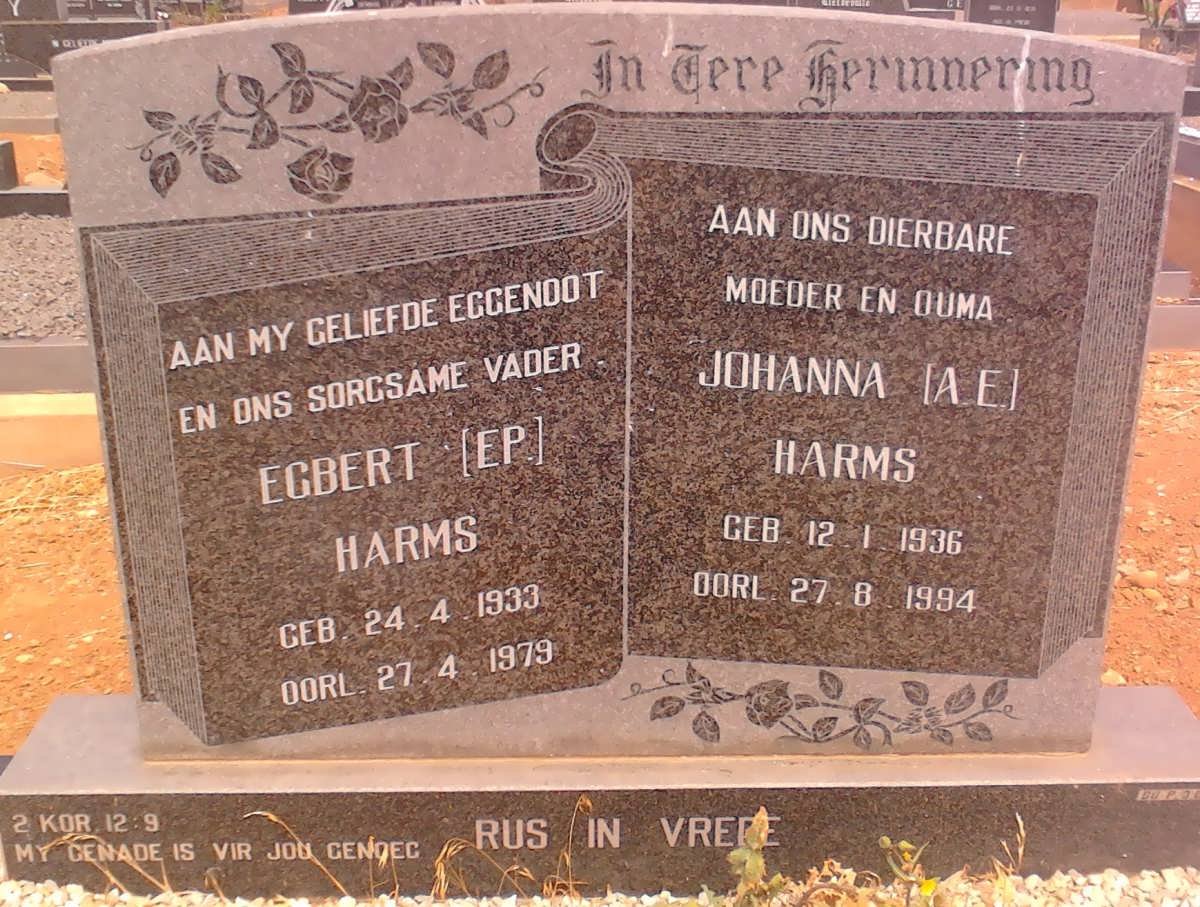 HARMS Egbert 1933-1979 &amp; Johanna 1936-1994