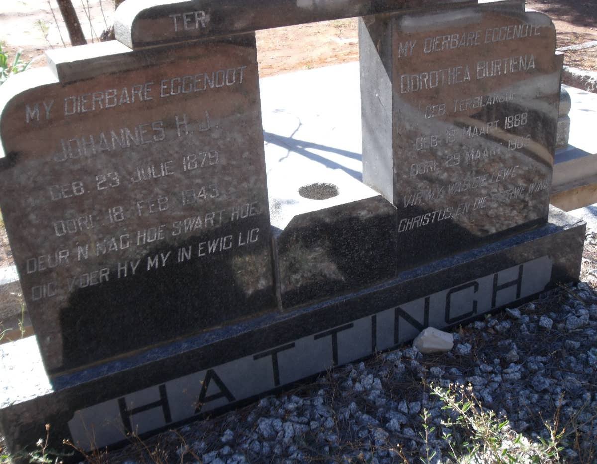 HATTINGH Johannes H.J. 1879-1943 &amp; Dorothea Burtiena TERBLANCHE 1888-19?5